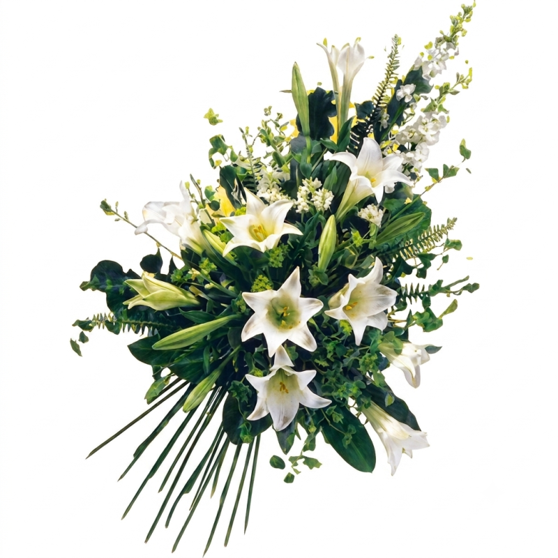 Ramo de flores MR-3. Envío urgente de ramos de flores a tanatorios. Máxima seriedad, calidad y garantía.