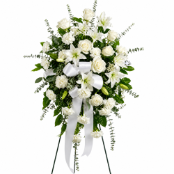 Palma Funeraria de Rosas y Lilium Blancos “Pureza” MA-12