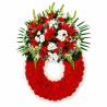 Corona de Flores Rojas con Lilium, Rosas y Claveles "Homenaje" MC-8