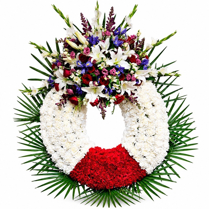 Corona de Gladiolos, Lilium, Rosas y Alstroemerias “Tributo” MC35