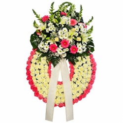 Corona de Claveles, Lilium, Gerberas y Rosas “Presencia” MC29